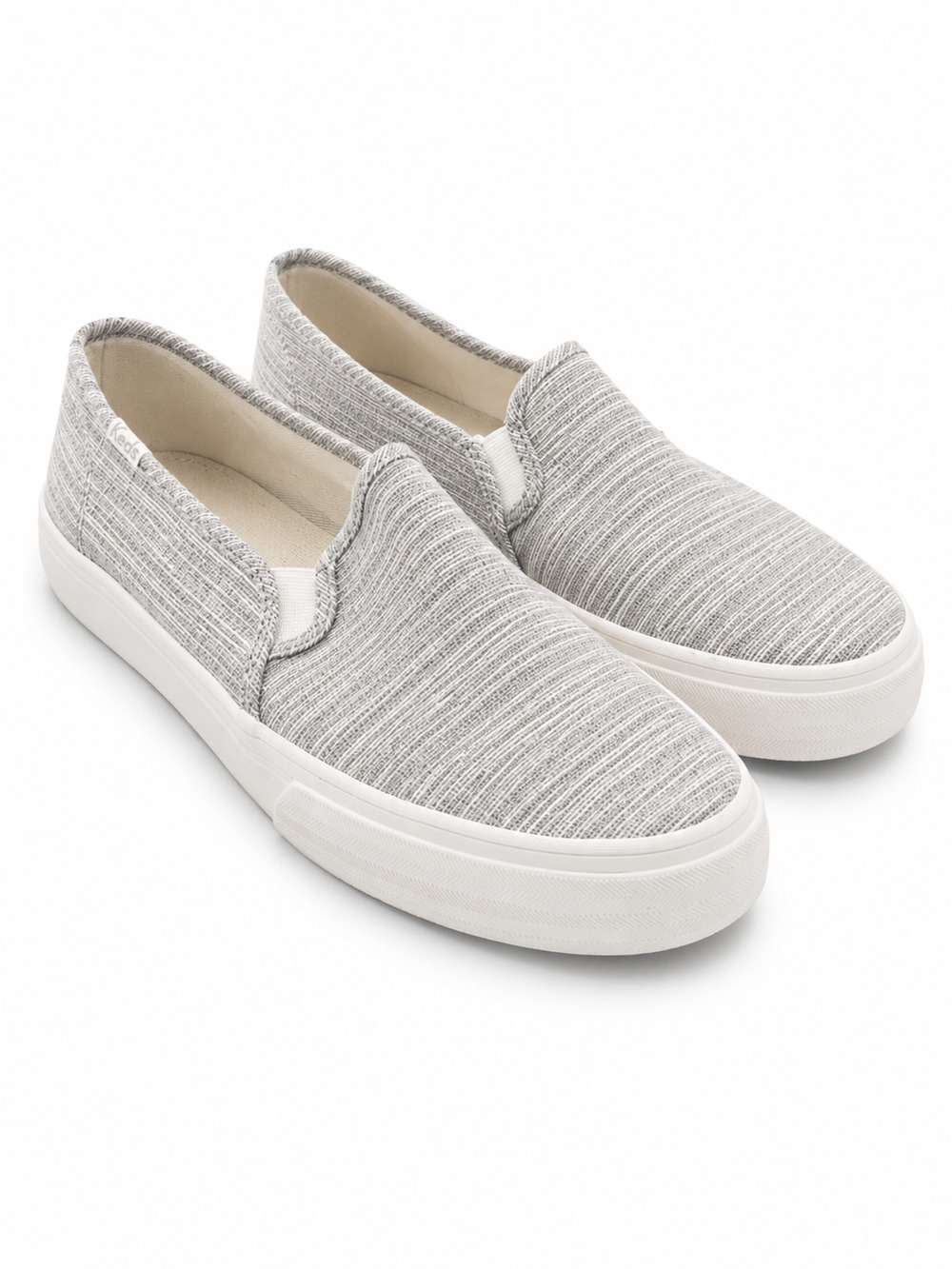 Keds Softerra Comfort Sneakers Women 8.5 Gray White Slip-On Canvas Casual Shoes
